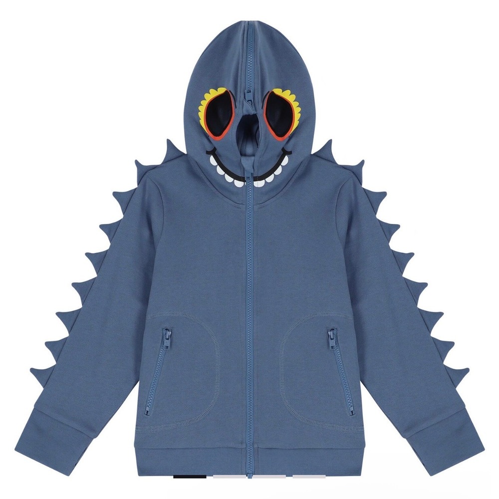 Stella McCartney Boys Organic Cotton Monster Face Applique Zip Up Hoodie Size 5Y